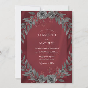 Invitación Boda Invernal Majestuosa de Borgoña