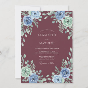 Invitación Boda Invernal Majestuosa Granate