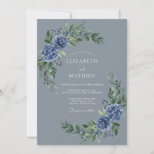Invitación Boda Invernal Malhumorada Azul Pizarra