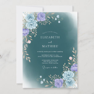 Invitación Boda Invernal Malhumorada de Azul Teal Profundo