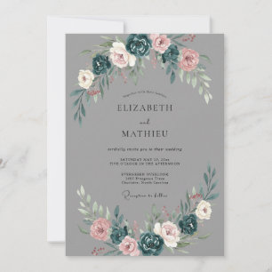 Invitación Boda Invernal Malhumorada Gris Carbón