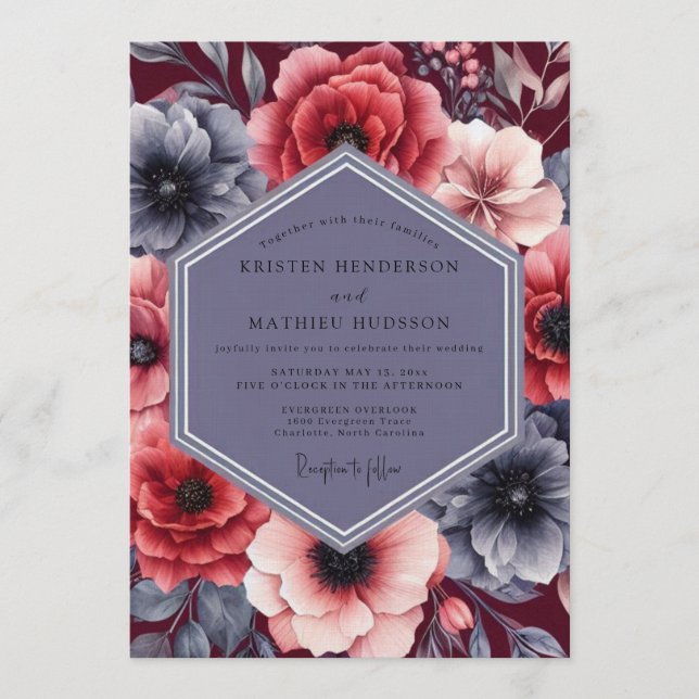 Invitación Boda Invernal Marrón Dramática (Anverso)