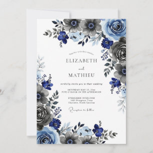 Invitación Boda invernal pintoresca de azul marino