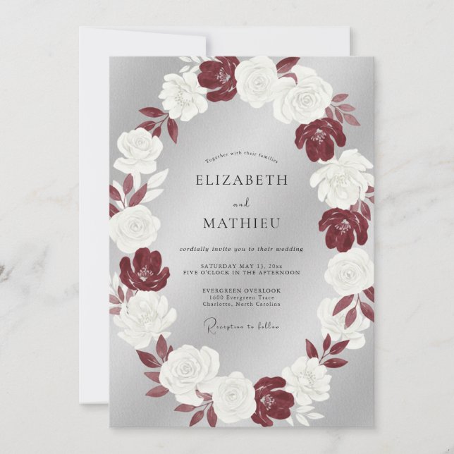 Invitación Boda invernal plateada y temperamental (Anverso)