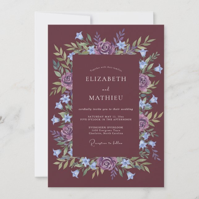 Invitación Boda Invernal Plum Gracious (Anverso)