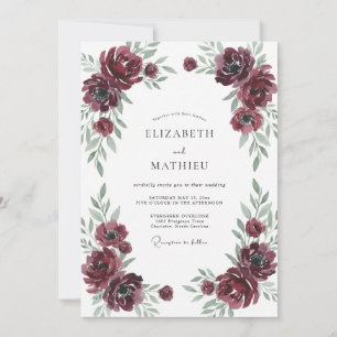 Invitación Boda Invernal Profunda Granate