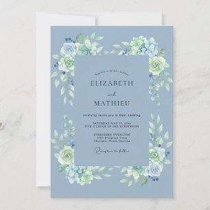 Invitación Boda Invernal Regia Azul Acero