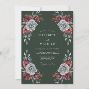 Invitación Boda Invernal Regia Verde Cazador