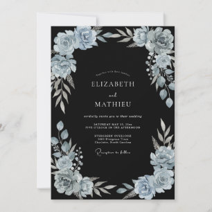 Invitación Boda Invernal Seráfica de Azul Acero