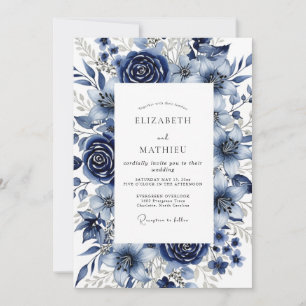 Invitación Boda invernal suntuosa de azul marino