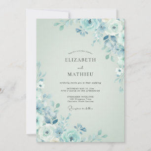 Invitación Boda invernal tranquila de azul claro