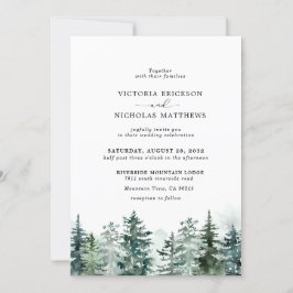 Invitación Boda Invi de Árbol Evergreen de Bosque de Montaña 