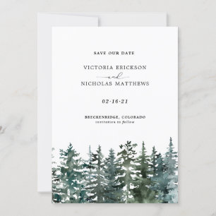 Invitación Boda Invi de Árbol Evergreen de Bosque de Montaña
