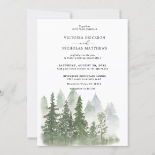 Invitación Boda Invi de Árbol Evergreen de Bosque de Montaña 
