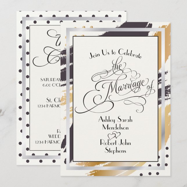 Invitación Boda invita a pinturas modernas y tipografía (Anverso / Reverso)