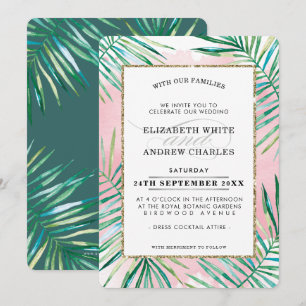 Invitación BODA INVITA moda tropical hojas de palmera de play