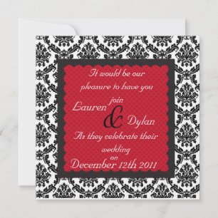 Invitación Boda/invitación formal en blanco y negro de Damasc