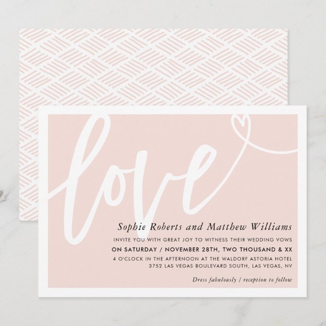 Invitación BODA INVITADO cepillo de amor con letras de color  (Anverso / Reverso)