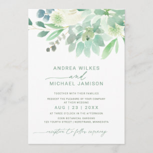 Invitación Boda Invitar Floral Suculento color de agua Verde