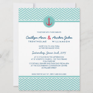 Invitación BODA INVITAR personalizado de ancla náutica monogr