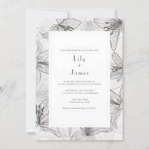 Invitación Boda Invitati de Lilies Florales Clásicas Ilustrad