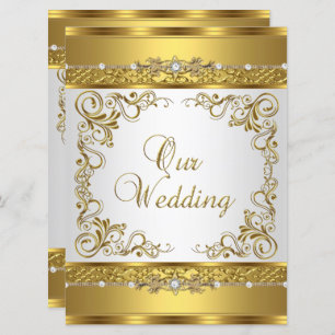 Invitación Boda Invite al oro metálico Diamante Blanco