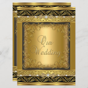 Invitación Boda Invite al oro metálico diamante negro