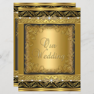 Invitación Boda Invite al oro metálico diamante negro