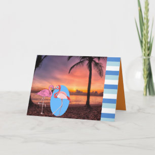 Invitación Boda Invite Playa Flamingo Palm Romántico