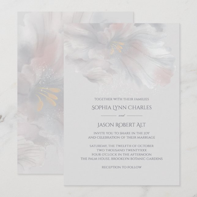 Invitación Boda Iris de acuarela (Anverso / Reverso)