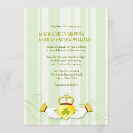 Invitación Boda irlandés a rayas de Claddagh Heart Ring