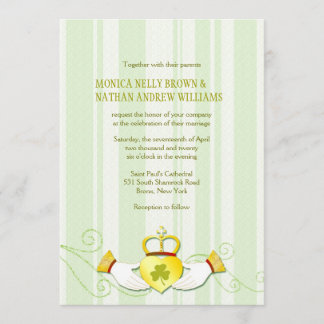 Invitación Boda irlandés a rayas de Claddagh Heart Ring