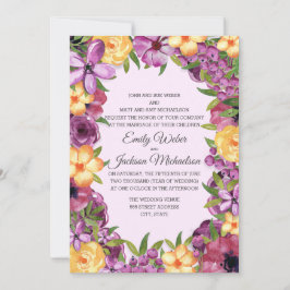 Invitación Boda irlandés de tono de jeta morado amarillo