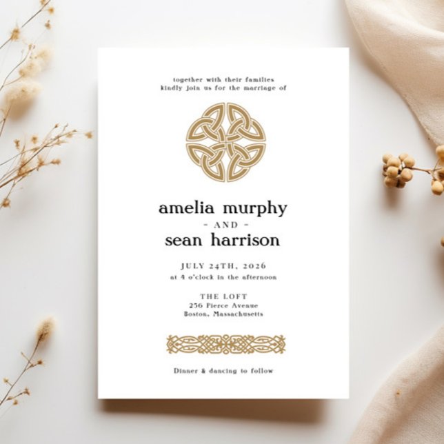 Invitación Boda irlandés del Knot Gold (Subido por el creador)