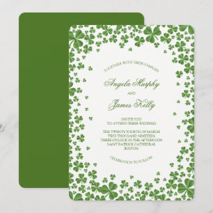 Invitación Boda Irlandés Green Shamrock