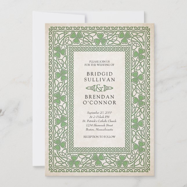Invitación Boda irlandesa del día de San Patricio (Anverso)