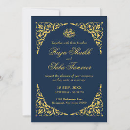 Invitación Boda Islámica Azul Zafiro