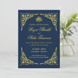 Invitación Boda Islámica Azul Zafiro