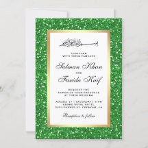 Boda Islámica con Purpurina Verde y Hoja de Oro Fa