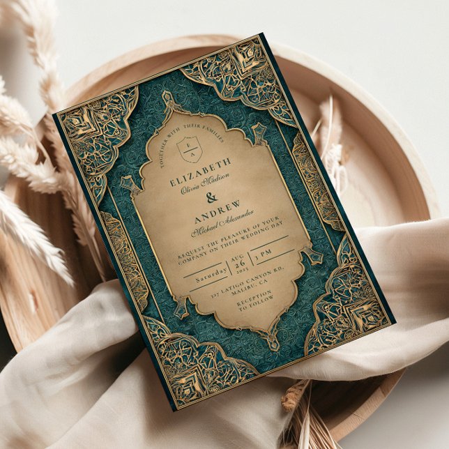 Invitación Boda Islámica de Oro Esmeralda (Subido por el creador)