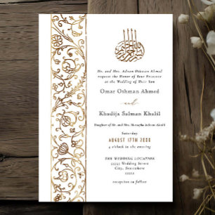 Invitación Boda Islámica Dorada Floral Ornata Chic