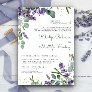 Invitación Boda Islámica Floral de Eucalipto y Lavanda Rústic