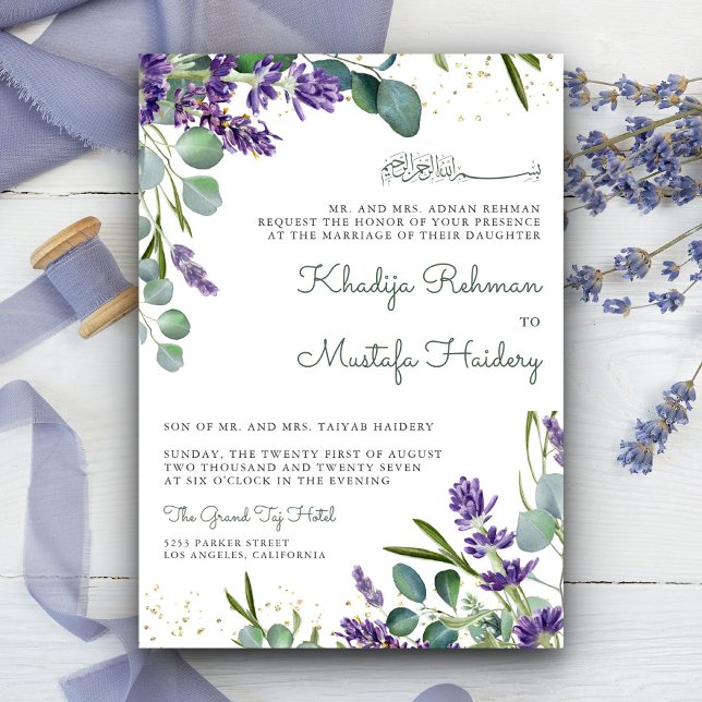 Invitación Boda Islámica Floral de Eucalipto y Lavanda Rústic (Subido por el creador)