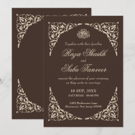 Invitación Boda Islámica Marrón Espresso