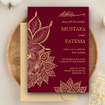 Boda Islámica Mehendi Henna Borgoña Dorado