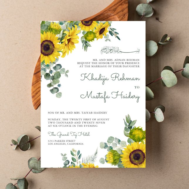 Invitación Boda Islámica Musulmana de Eucalipto Soleado Rústi (Subido por el creador)
