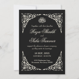 Invitación Boda Islámica Negro Ónix