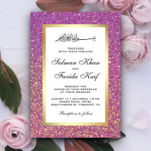Boda Islámica Purpurina Dorada Falsa