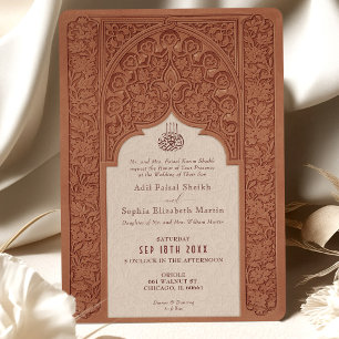 Invitación Boda islámica tradicional de encaje de terracota c