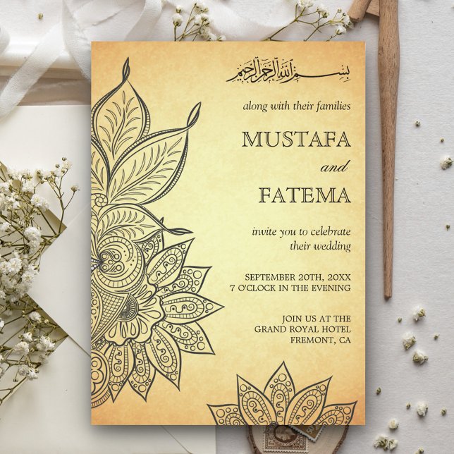 Invitación Boda Islámica Vintage Mehendi Henna (Subido por el creador)